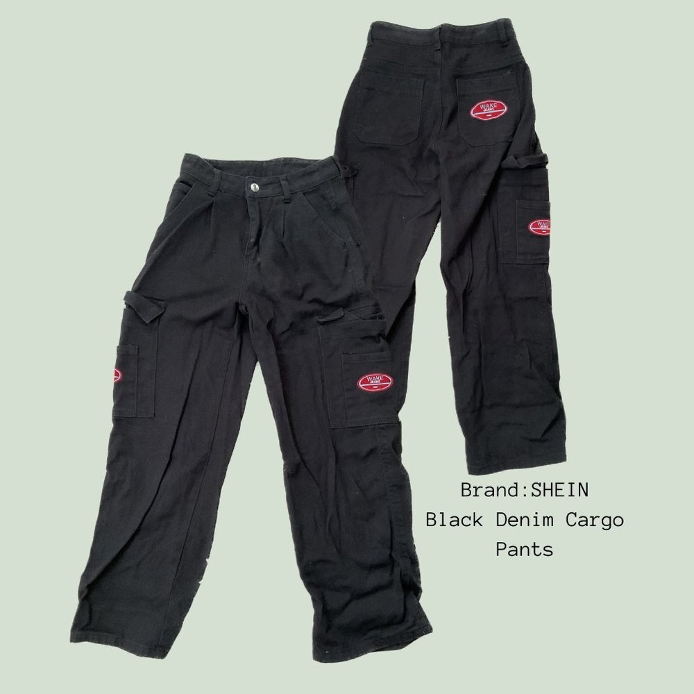 SHEIN| Black Denim Cargo Pants